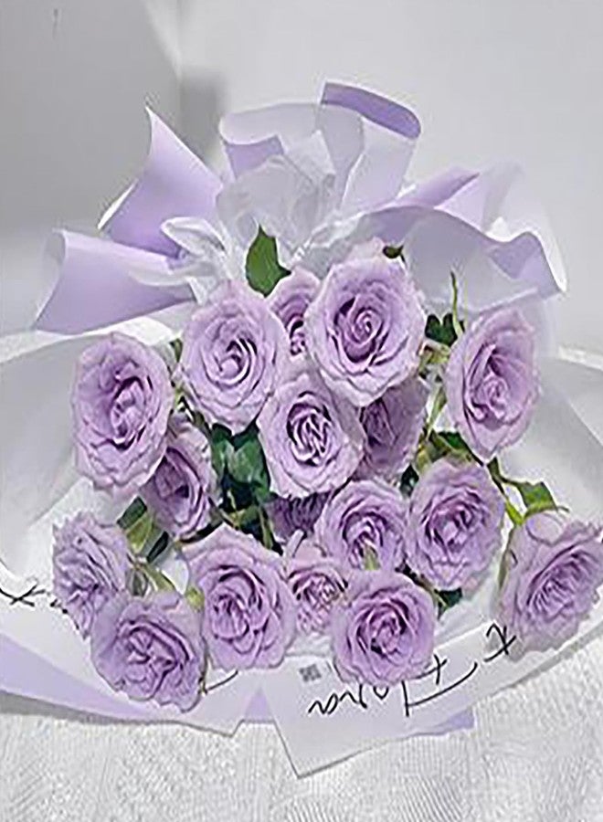 زويو ورق تغليف الزهور من زويو، ورق تغليف باقات الزهور ذو وجهين، تغليف زهور لحفلات الزفاف وأعياد الميلاد والخطوبة وهدايا التخرج، اصنعها بنفسك (أرجواني فاتح وأبيض، 20 ورقة) - Image 5